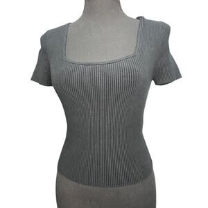 Abercrombie & Fitch Black Ribbed Knit Top WOMEN XS Fitted Stretch Minimalist
